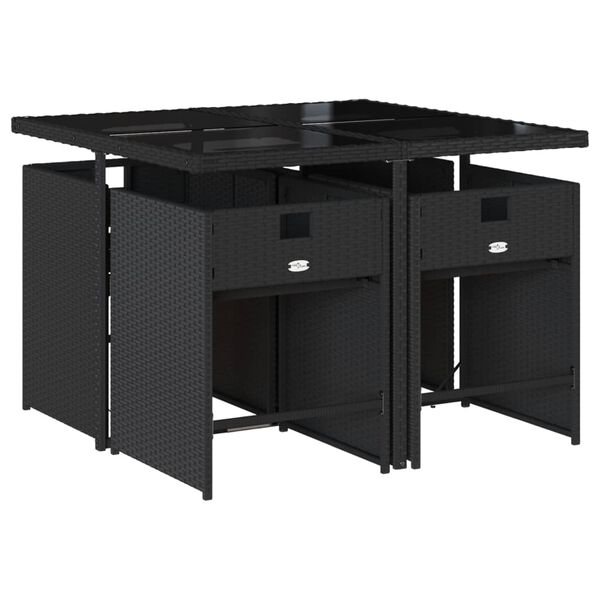 vidaXL 5-dijelni vrtni blagovaonski set s jastucima od poliratana crni