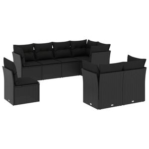vidaXL 8-dijelni set vrtnih sofa od poliratana s jastucima crni