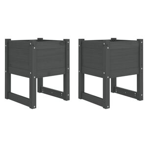 vidaXL Sadilice 2 kom siva 40 x 40 x 52,5 cm od masivne borovine