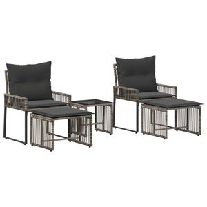vidaXL Set vanjskog namje&scaron;taja 11 pcs Siva i tamno siva poliratan