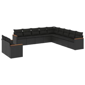 vidaXL 11-dijelni set vrtnih sofa od poliratana s jastucima crni