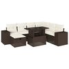 vidaXL 8-dijelni set vrtnih sofa s jastucima smeđi od poliratana