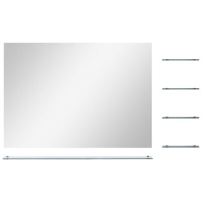 vidaXL Zidno ogledalo s 5 polica srebrno 80 x 60 cm
