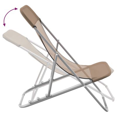 vidaXL Sklopive stolice za plažu 2kom smeđesivi od tekstilena i čelika