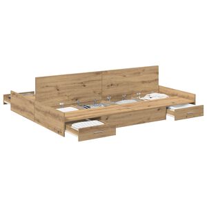 vidaXL Krevet s ladicama s ladicama Umjetnički hrast 135 x 190 cm