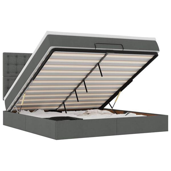 vidaXL Otomanski krevet s madracem i LED tamnosivi 160x200cm tkanine