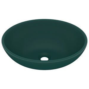 vidaXL Luksuzni ovalni umivaonik mat tamnozeleni 40 x 33 cm keramički