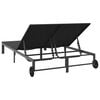 vidaXL Ležaljka na suncu 1-osoba Crna 206 x 62,5 x 74 cm poliratan