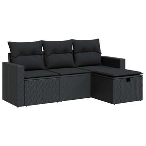 vidaXL 4-dijelni set vrtnih sofa od poliratana s jastucima crni