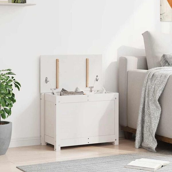 vidaXL Kutija za pohranu bijela 60x32x45,5 cm od masivne borovine