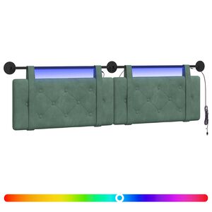 vidaXL Viseće uzglavlje kreveta S LED svjetlom Morska zelena Bar&scaron;un