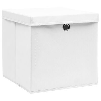 vidaXL Kutije za pohranu s poklopcima 10 kom 28 x 28 x 28 cm bijele