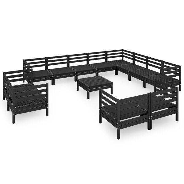 vidaXL 13-dijelna vrtna garnitura od masivne borovine crna