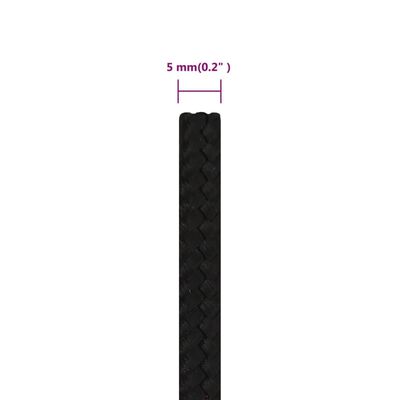vidaXL Radno uže crno 5 mm 25 m poliestersko