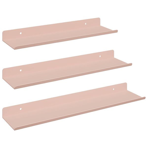 vidaXL Lebdeća polica Zidne 3 pcs Ružičasta 40 x 9 x 2,5 cm Čelik