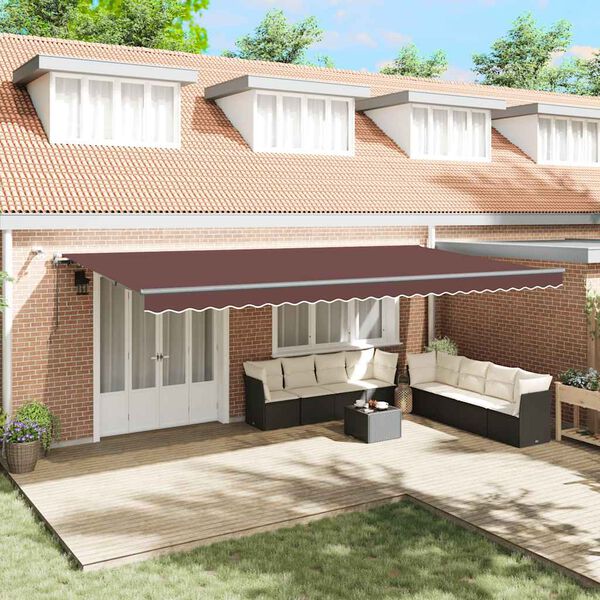 vidaXL Tenda na automatsko uvlačenje s LED smeđa 600 x 300 cm