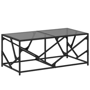 vidaXL Stolić za kavu s crnom staklenom povr&scaron;inom 98,5x50x41 cm čelik