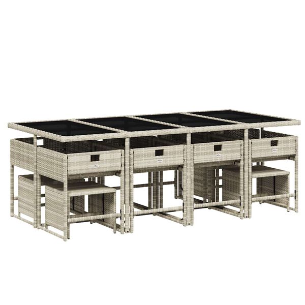 vidaXL 13-dijelni vrtni blagovaonski set s jastucima svijetlosivi