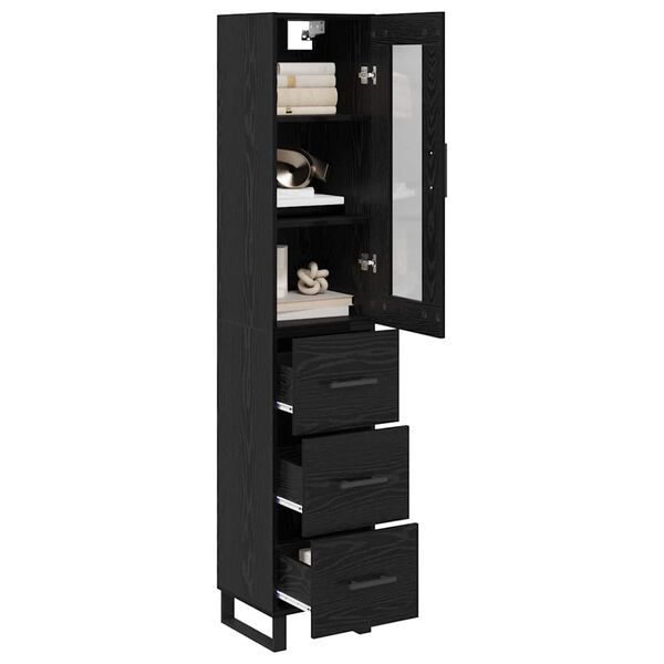 vidaXL Highboard Crni hrast 34,5 x 34 x 180 cm Konstruirano drvo