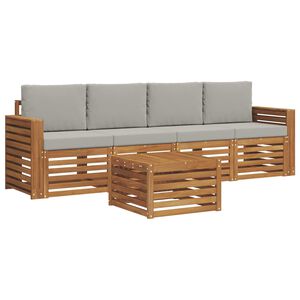 vidaXL Set vanjskih sofa s jastukom 5 pcs Prirodna i svijetlo siva