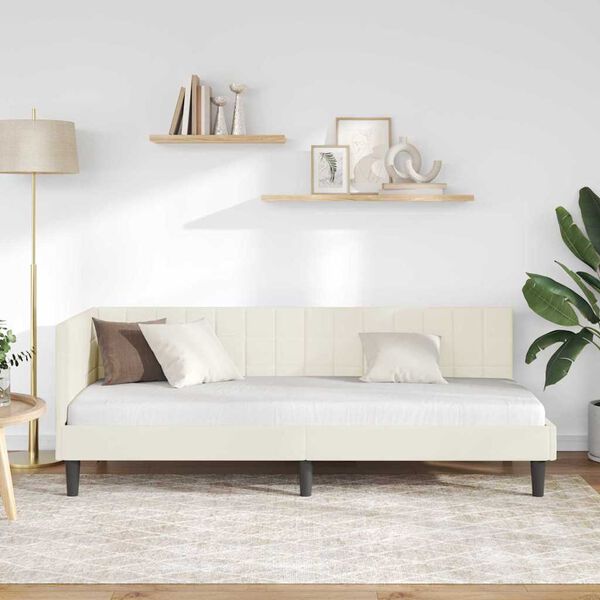 vidaXL Kutni okvir kreveta s uzglavljem Krema 80 cm x 200 cm Bar&scaron;un