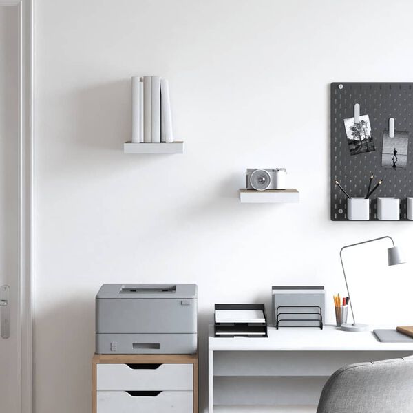 vidaXL Plutajuće zidne police 2 kom hrast i bijele 23x23,5x3,8 cm MDF