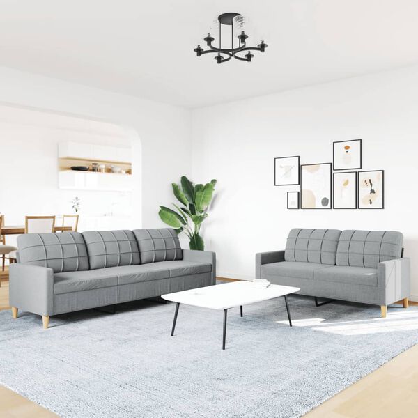 vidaXL 2-dijelni set sofa svjetlosivi od tkanine
