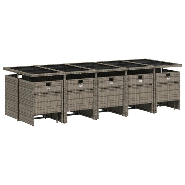 vidaXL 15-dijelni vrtni blagovaonski set s jastucima poliratan sivi