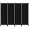 vidaXL Sobna pregrada s 4 panela crna 200 x 180 cm