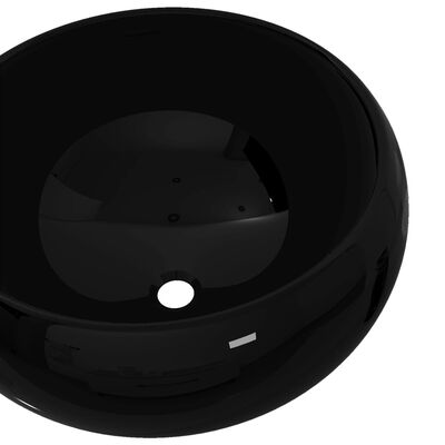 vidaXL Keramički okrugli umivaonik 40 x 15 cm crni