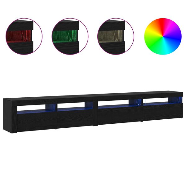 vidaXL Set TV komoda S LED lampica 3 pcs Crni hrast 270 x 35 x 40 cm