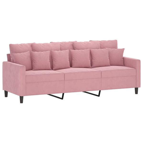 vidaXL 3-dijelni set sofa s jastucima ružičasti bar&scaron;unasti