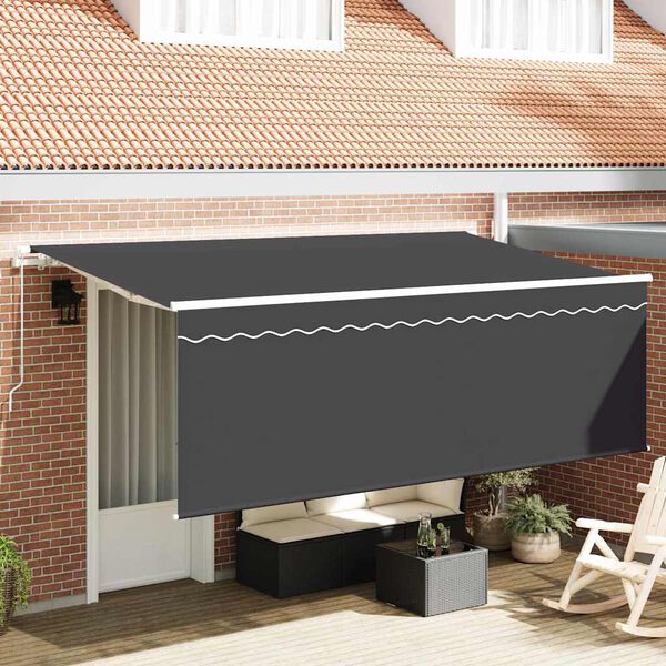 vidaXL Skrovita tenda Antracit 350 x 200 cm Poliester i aluminij