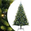 vidaXL Umjetno savitljivo božićno drvce s 300 LED dioda Zelena 210 cm