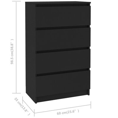 vidaXL Komoda crna 60 x 35 x 98,5 cm od konstruiranog drva