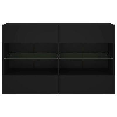 vidaXL Zidni TV ormarić s LED svjetlima crni 98,5x30x60,5 cm