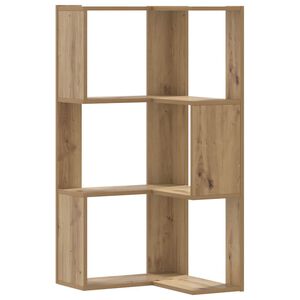 vidaXL Kutni regal z knjige 3 razine artisian hrast 50x50x102cm drveni