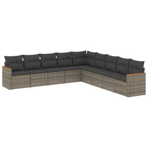 vidaXL 9-dijelni set vrtnih sofa od poliratana s jastucima sivi