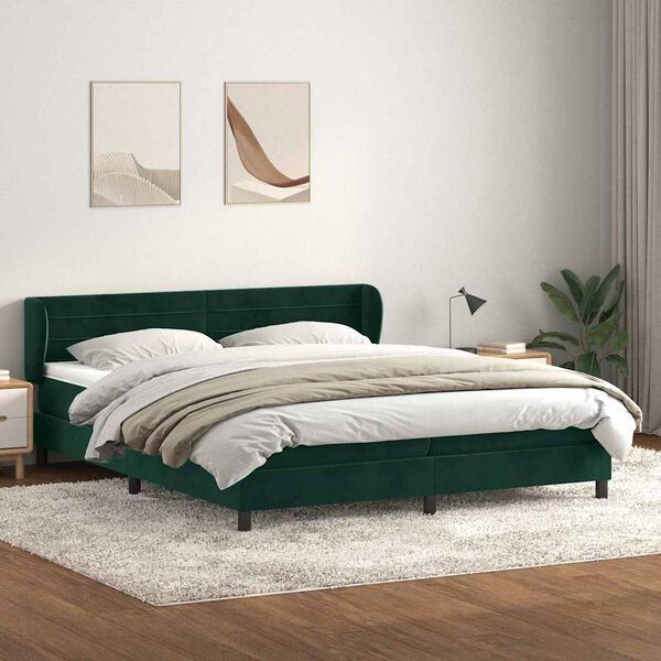 vidaXL Box Spring krevet s madracima tamnozeleni 180x210 cm bar&scaron;un