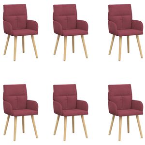 vidaXL Trpezarijske stolice 6 pcs Tkanina Vinska crvena