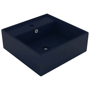 vidaXL Luksuzni četvrtasti umivaonik mat tamnoplavi 41x41 cm keramički
