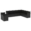 vidaXL 10-dijelni set vrtnih sofa s jastucima crni od poliratana