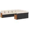 vidaXL 10-dijelni set vrtnih sofa s jastucima crni od poliratana