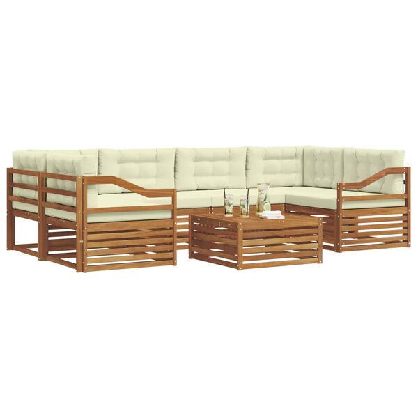 vidaXL Set vanjskih sofa s jastukom 7 pcs Prirodna i krem