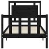 vidaXL Okvir kreveta s uzglavljem crni jednokrevetni masivno drvo