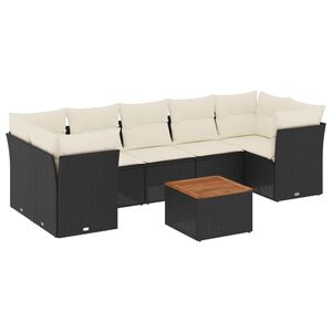 vidaXL 8-dijelni set vrtnih sofa od poliratana s jastucima crni
