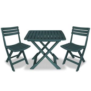 vidaXL 3-dijelni sklopivi bistro set plastični zeleni
