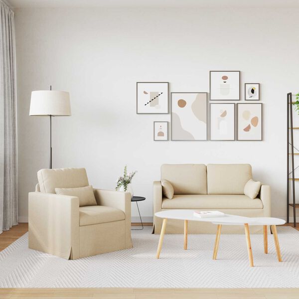 vidaXL Sofa 2 pcs Krema 139 x 78 x 80 cm tkanina