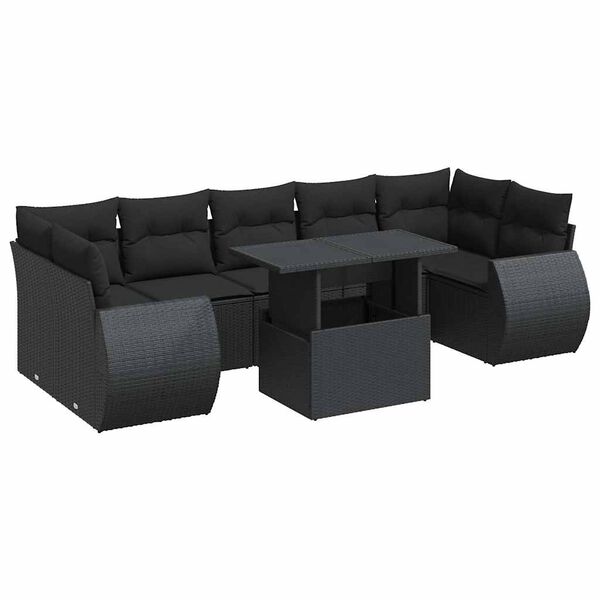 vidaXL 8-dijelni set vrtnih sofa od poliratana s jastucima crni