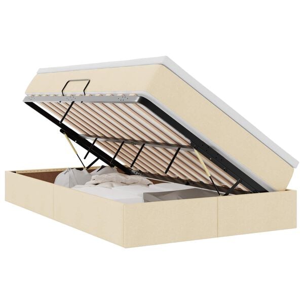 vidaXL Krevet s madracem i skladištem Krema 120 x 200 cm Poliester
